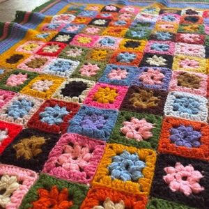Vintage Grandma Square crochet blanket